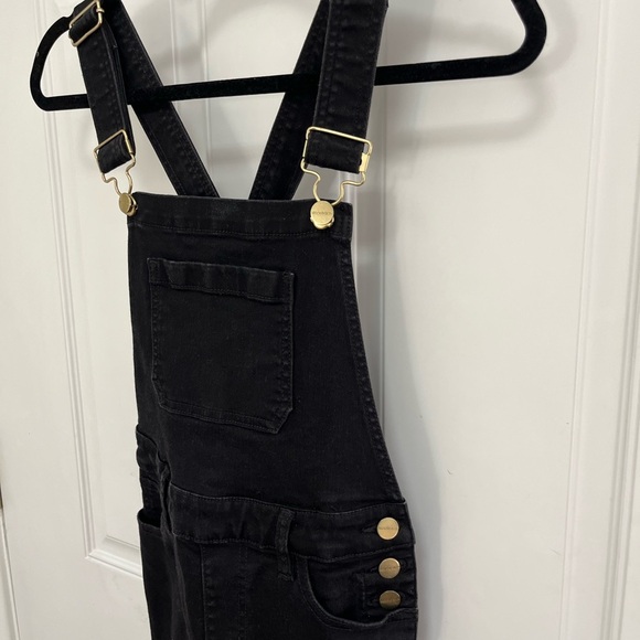 SECOND SKIN OVERALLS High Rise Skinny black cross back XS weworewhat - Picture 4 of 10
